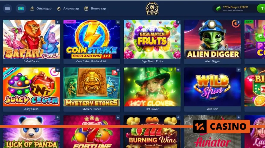 Lev Casino slots featuring a variety of themes, bonus features, and jackpot options