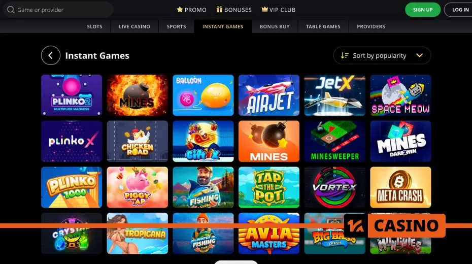 Lex Casino instant games with fast-paced betting and quick payouts