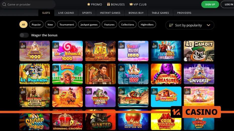 Lex Casino slots selection featuring classic, video, and jackpot slot games