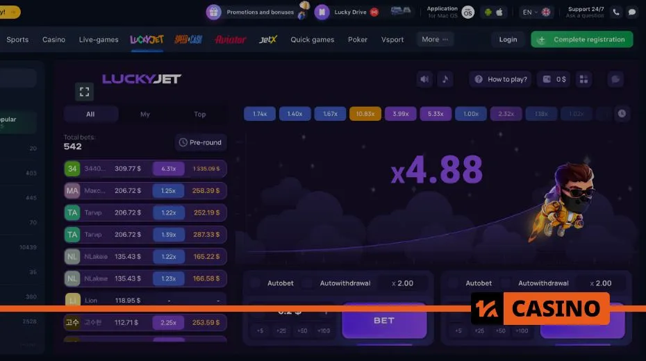 Lucky Jet 1win – игра с динамическими коэффициентами, быстрыми раундами и мгновенными вариантами кэшаута
