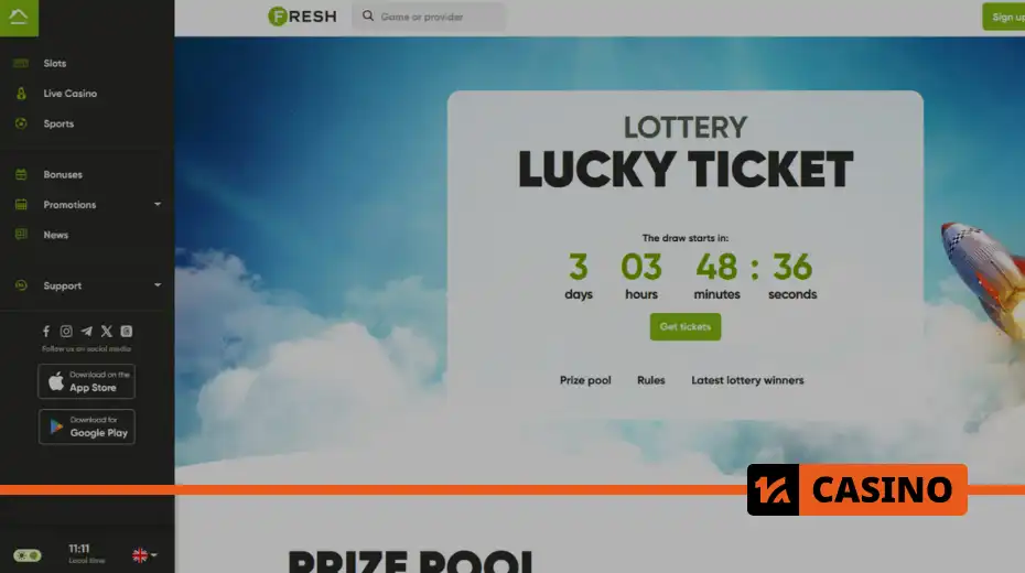 Суммы выигрышей участников в лотерее Lucky Ticket в Fresh casino