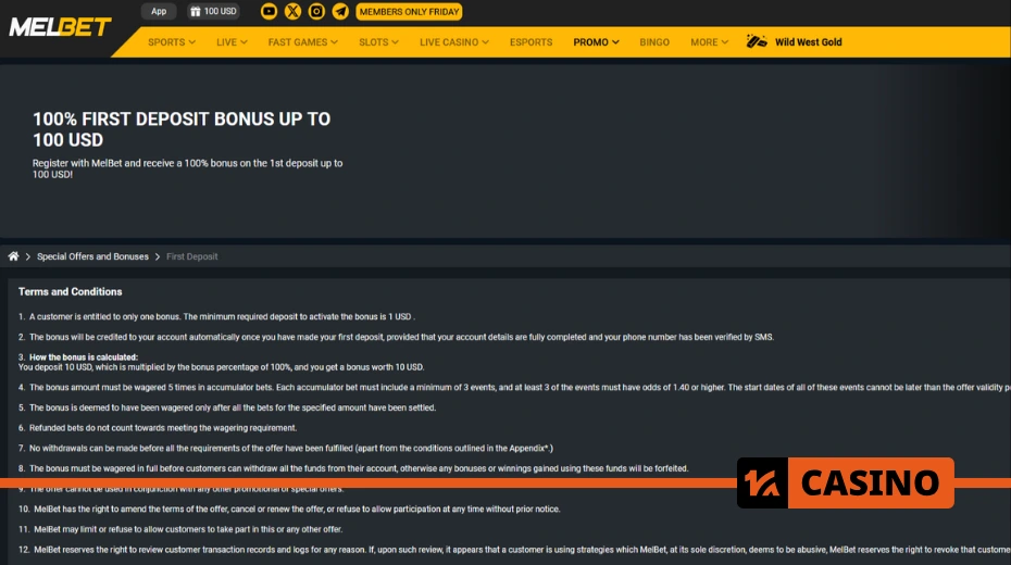 Melbet promo code for sports – wagering terms and how to get up to 600 $ on your balance