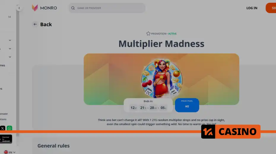 Multiplier Madness at Monro casino – prizes with multipliers up to x100 inside the slots