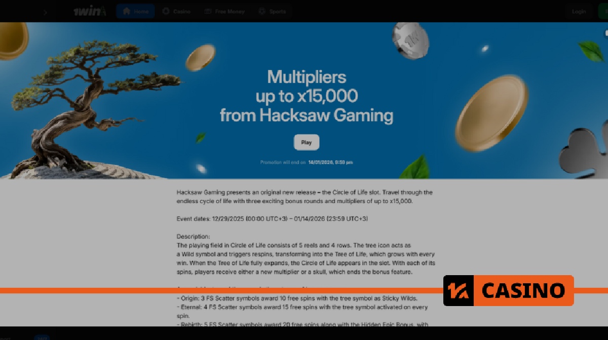 Bonus free spins and multipliers up to x15,000 in the Circle of Life game