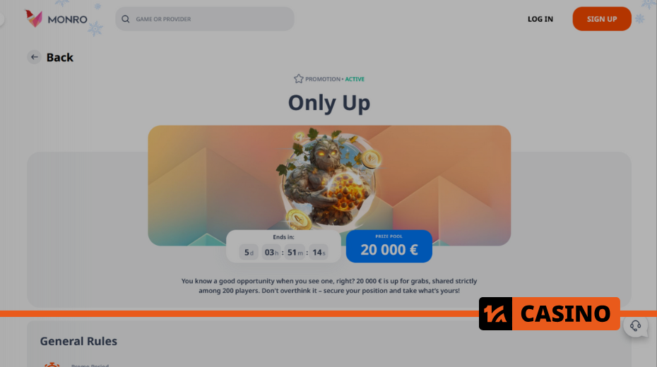 How to earn points and claim rewards in the Only Up tournament at Monro casino How to earn points and claim rewards in the Only Up tournament at Monro casino