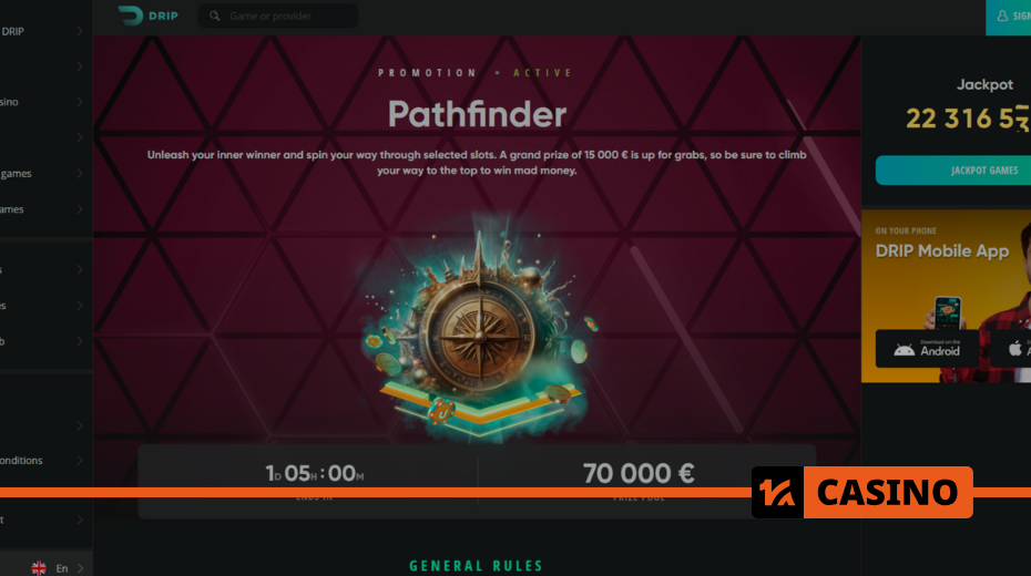 Pathfinder at Drip casino points awarded for bet sequences