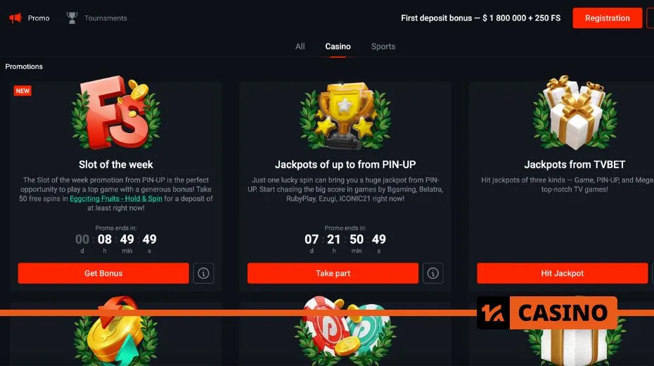 Pin up bonuses available for new players and ongoing promotions for regular users