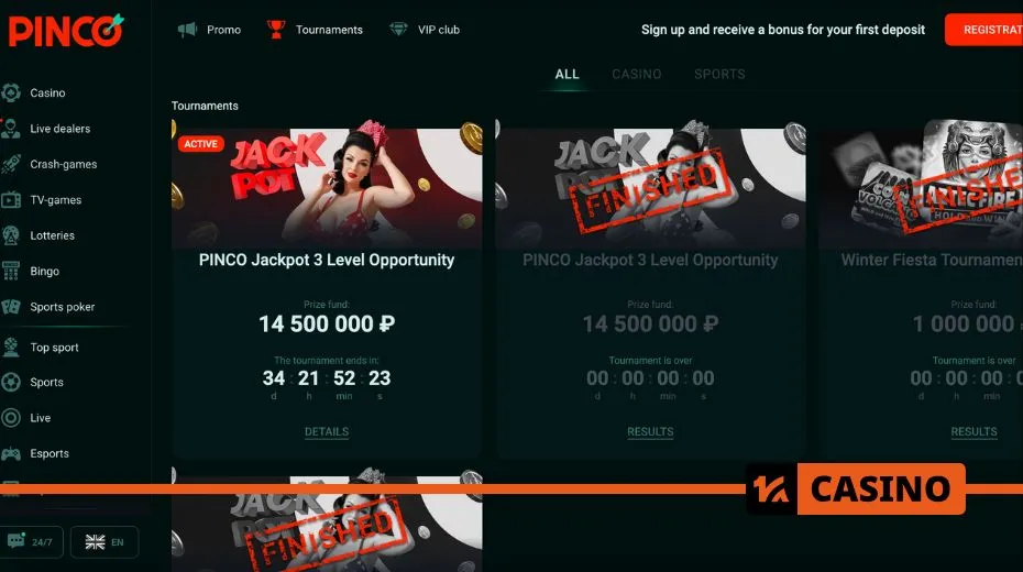 Pinco Casino promotions featuring cashback, reload offers, and special event bonuses