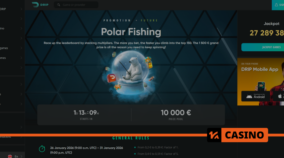 Prizes in Polar Fishing at Drip Casino