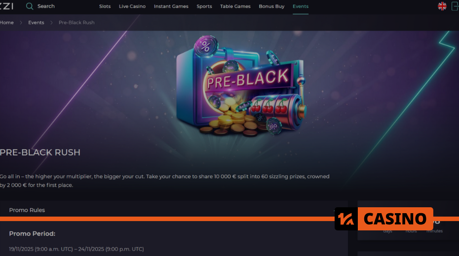 Prize pool structure of Pre-Black Rush with payout ranges