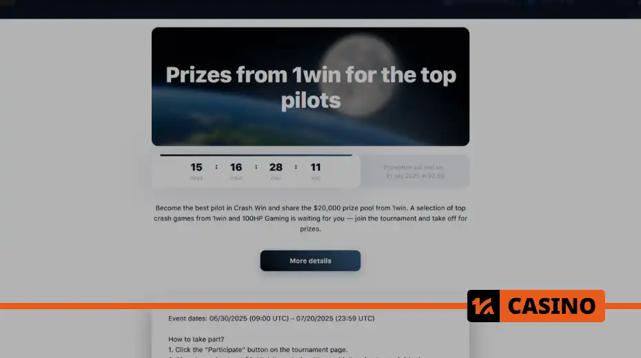 Prizes for the best pilots from 1win for high multipliers in Lucky Jet and RocketX games