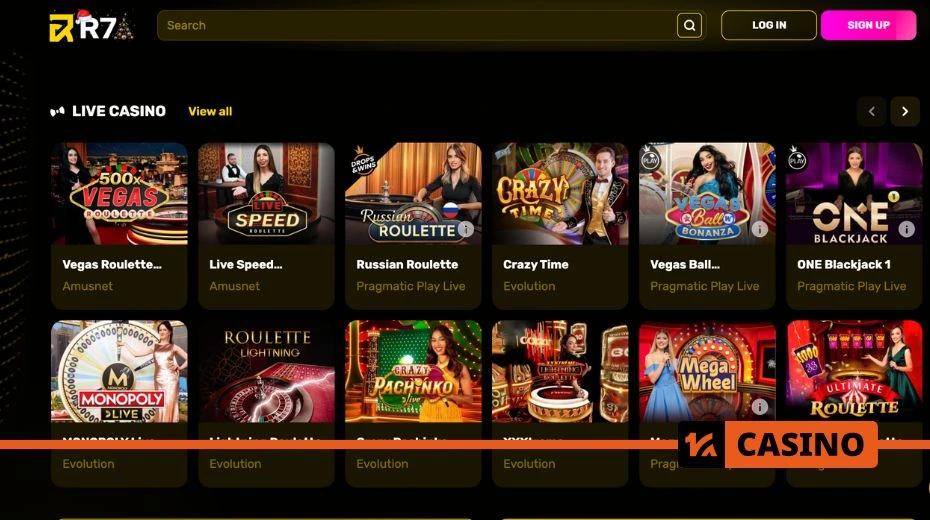 R7 casino live games featuring interactive sessions with professional dealers