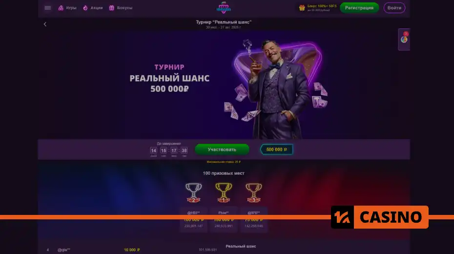 Реальный шанс в Clubnika casino таблица призов