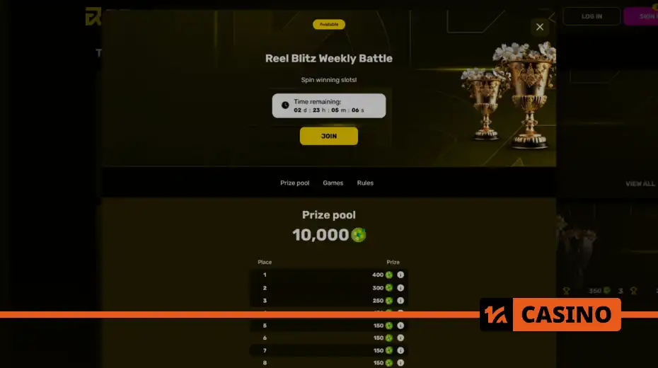 Reel Blitz Weekly Battle at R7 casino how to join step by step
