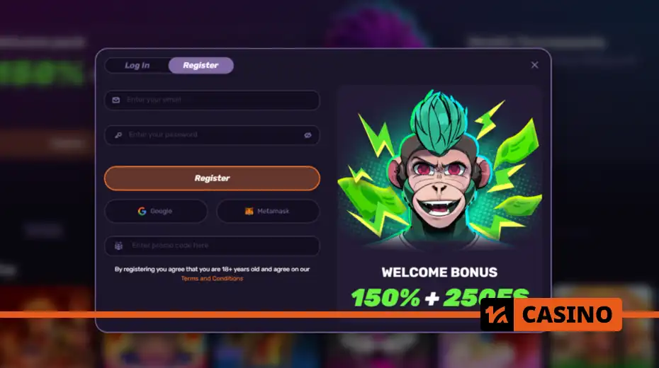 Registration at Leebet casino: entering email, password, selecting currency, and confirming account creation