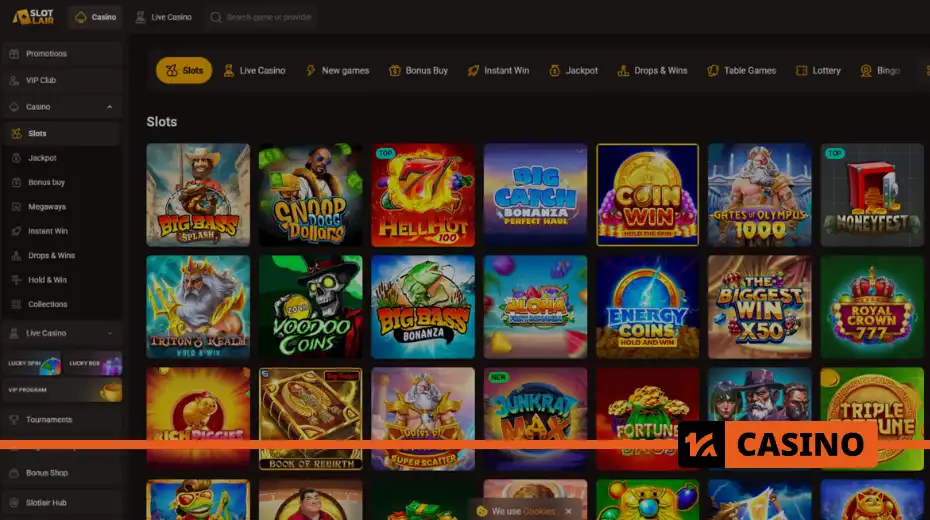 Popular slot machines at SlotLair casino from leading providers