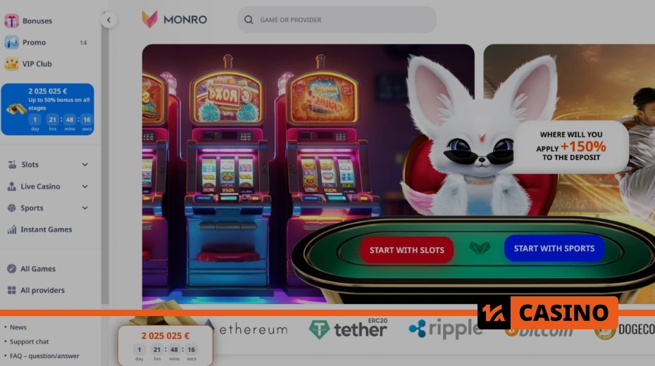 Как играть в слоты Monro сasino – интерфейс и механика игрового процесса