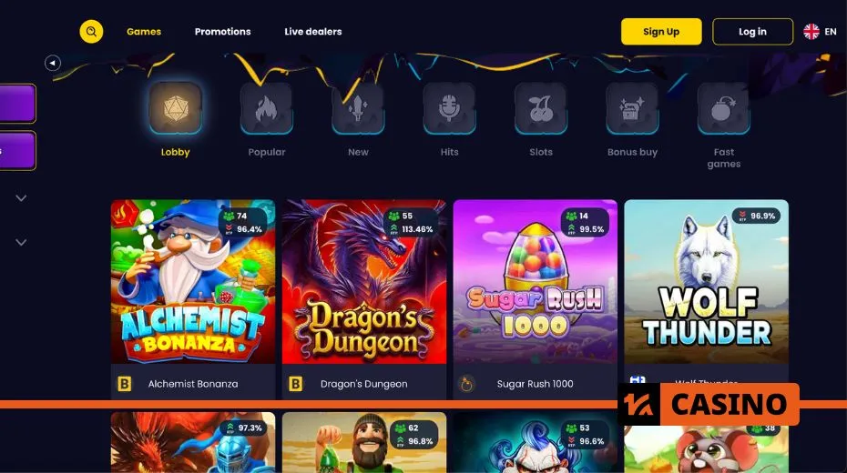 SlotsGem slots collection including classic reels, video slots, and jackpot games