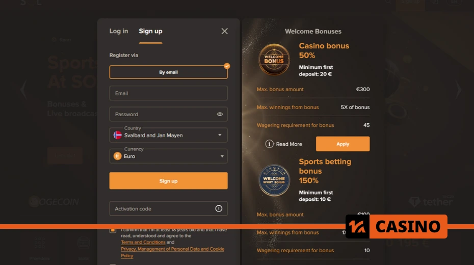 Sol Casino registration process step by step on the official website