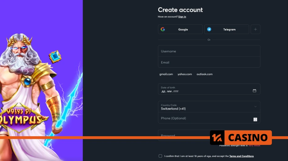 Sportsbet account registration via email, Google, or Telegram in just a few steps