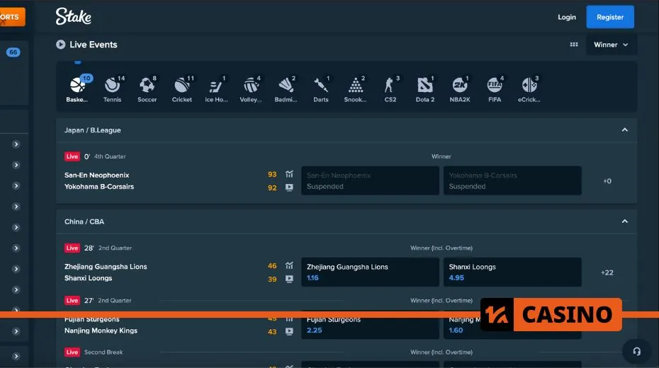Stake betting platform with sports markets, live odds, and competitive wagering options