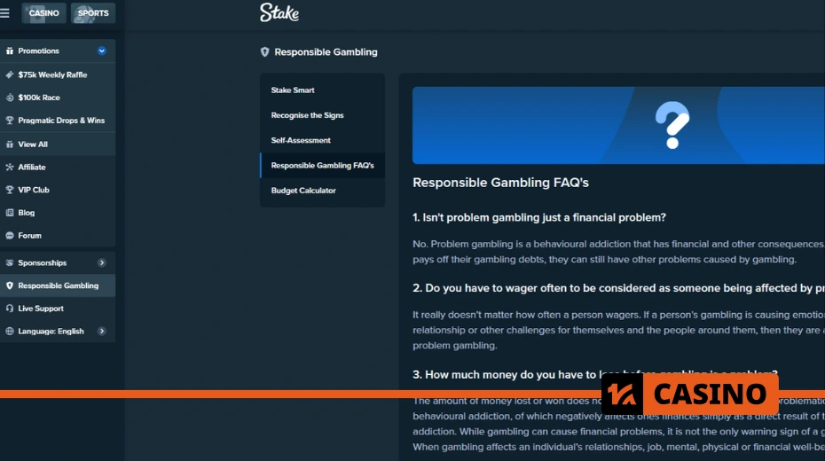Stake casino responsible gaming includes limits, cooldowns, and self-control tools — even when using promo codes