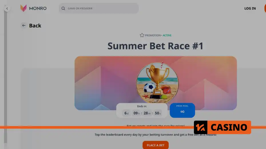 Summer Bet Race at Monro casino – how to participate and get a free bet for activity