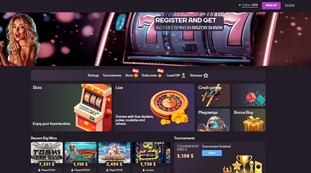 Navigation on the Sykaaa casino official website with easy access to game, bonus, and status sections