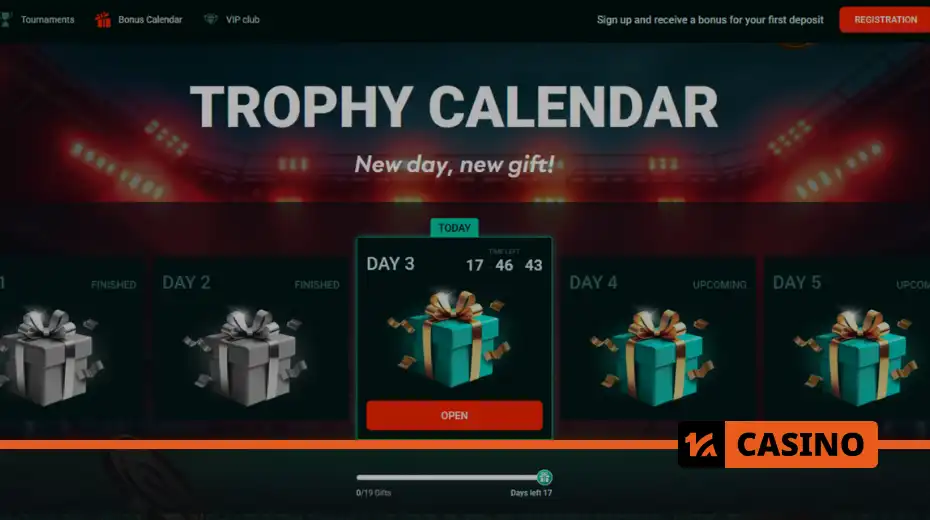 Trophy calendar at Pinco casino prize pool and bonus types
