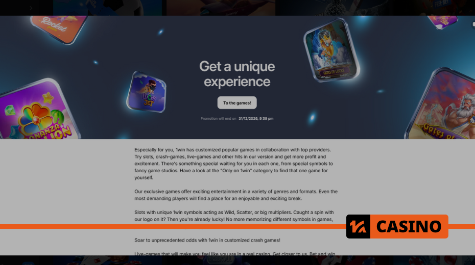 What Unique Games Only on 1win are available