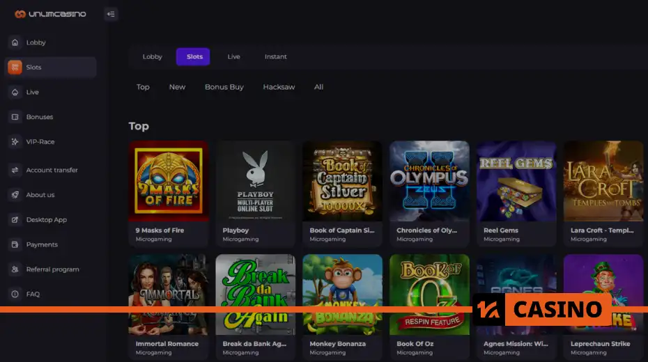 Раздел с автоматами Microgaming в Unlim casino: пошаговый выбор и запуск игры