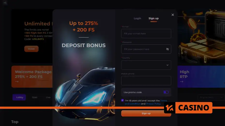 Unlim casino registration - how to go through and open an account correctly