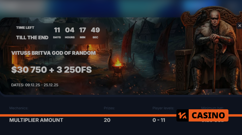 Призовой фонд и таблица лидеров акции Vituss Britva God of Random
