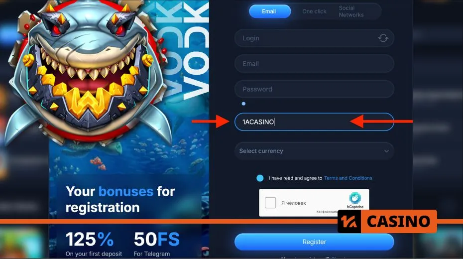 Vodka Casino promo code registration process with step-by-step activation instructions
