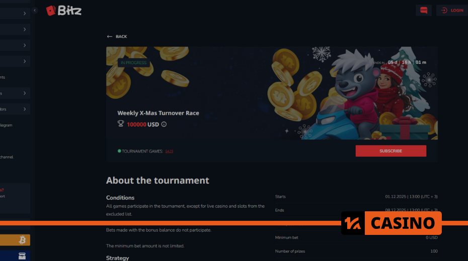 Weekly New Year turnover race at Bitz casino participation rules Weekly New Year turnover race at Bitz casino participation rules