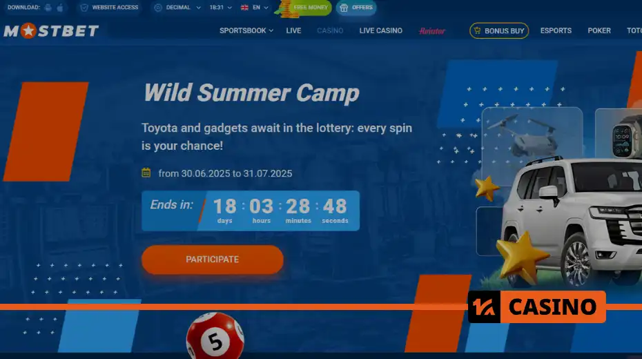 Wild Summer Camp at Mostbet how to take part in the summer casino promo