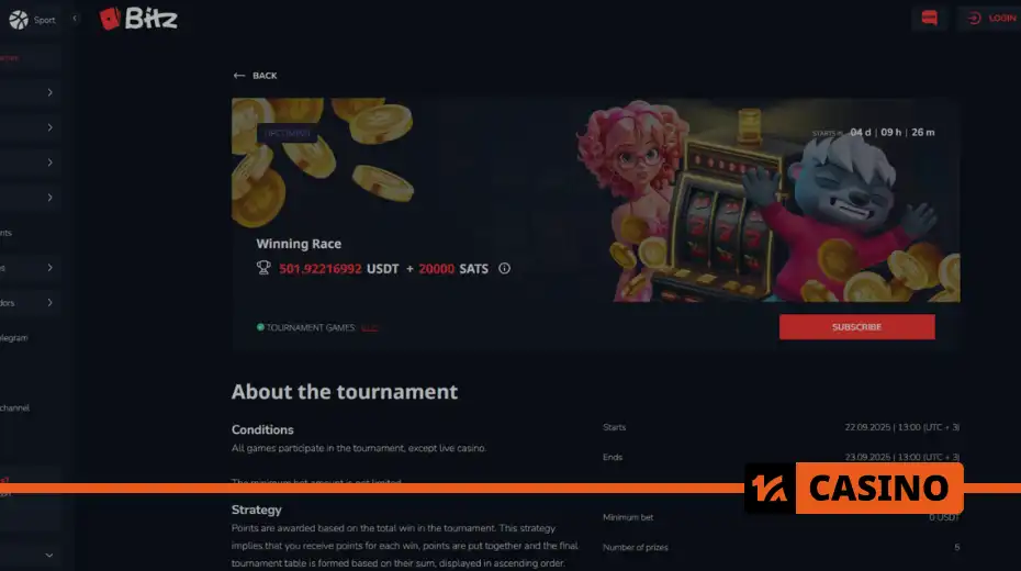 Win Race at Bitz casino prizes: prize pool distribution Win Race at Bitz casino prizes: prize pool distribution