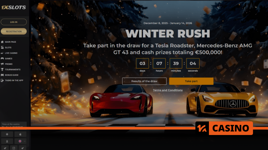 What prizes are awarded in the Winter Extreme promo at 1xSlots