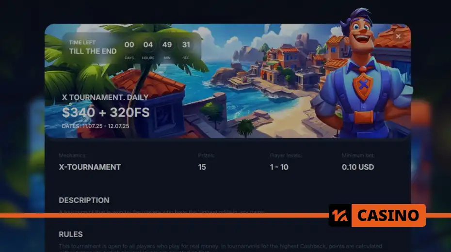 X Tournament at Vodka Casino bonuses – cash and free spins for high multipliers
